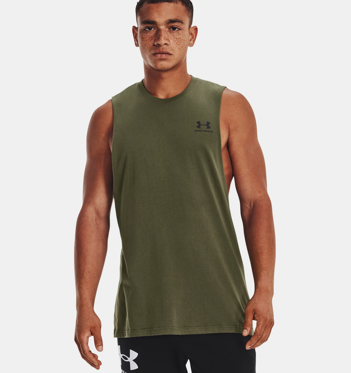 Men's Sportstyle Left Chest Cut-Off Tank Top - Marine OD Green - Ramsey  Outdoor