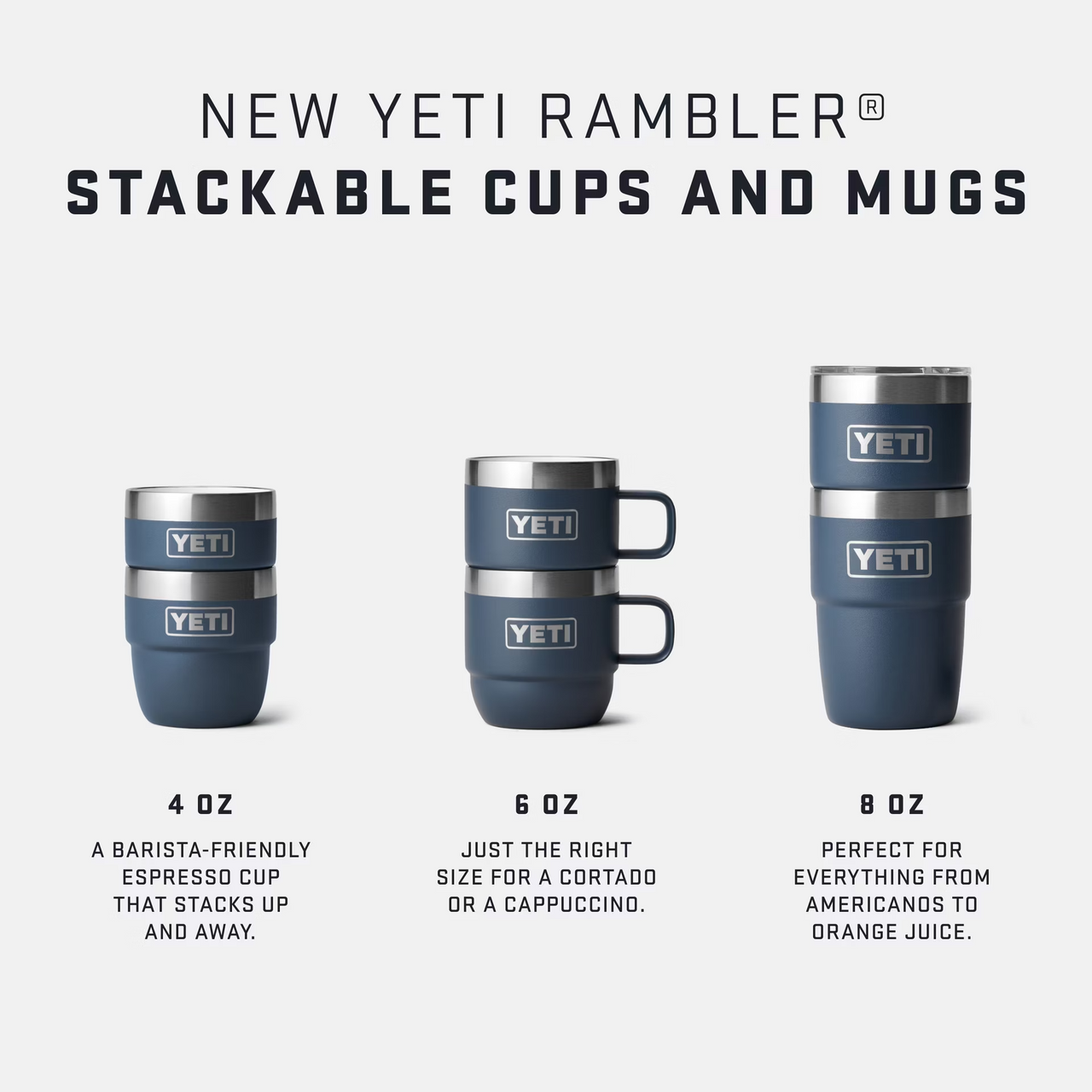 YETI Rambler 6 oz Stackable Mug, Stainless Steel, Vacuum  Insulated Espresso/Coffee Mug, 2 Pack, Navy: Home & Kitchen