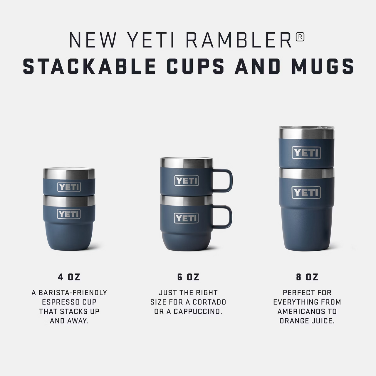 YETI Rambler 6 oz Stackable Mug, Stainless Steel, Vacuum Insulated  Espresso/Coffee Mug, 2 Pack, Seafoam