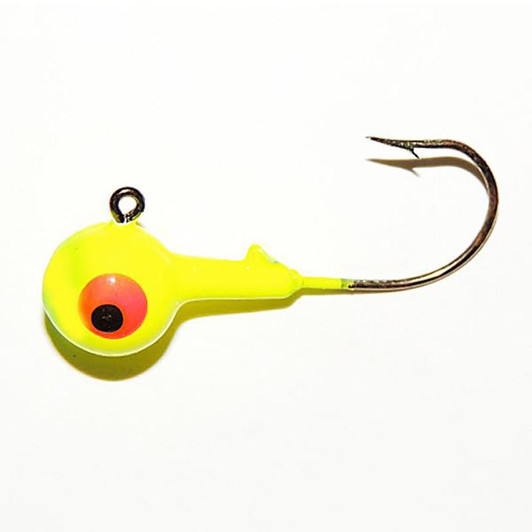 Luck-E-Strike, Round Jig Head, 1/16 oz, Chart/ Orange, Crappie, Freshwater,  8 Count, Fishing Jigs 