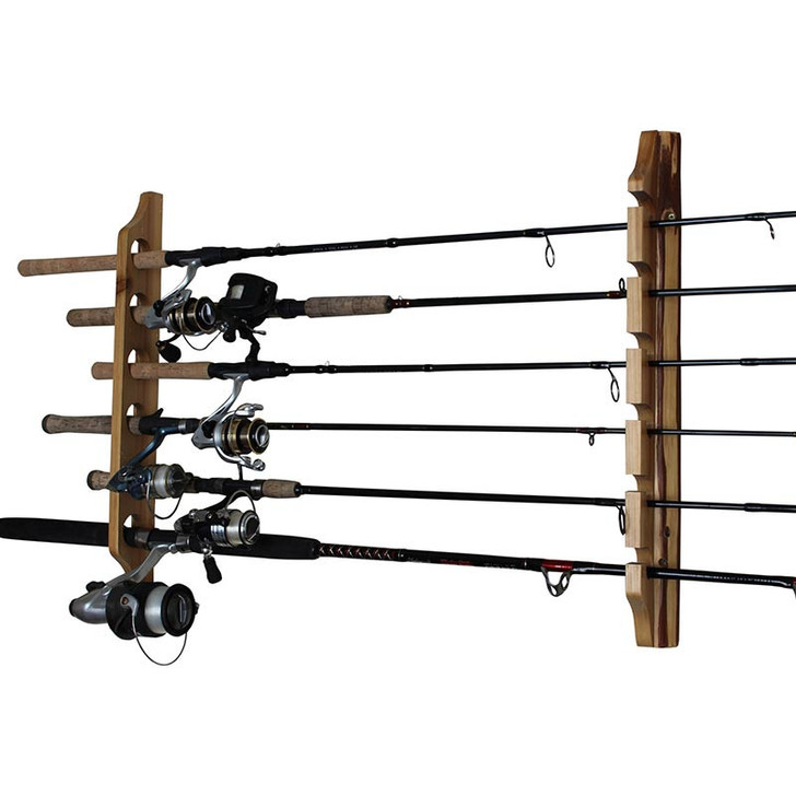 2-PIECE 6-ROD VERTICAL/HORIZONAL ROD WALL MOUNT - Wood - Ramsey