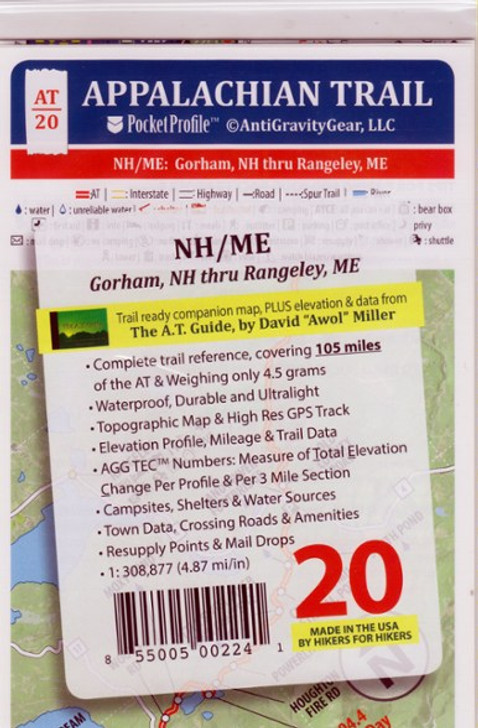 Appalachian Trail Pocket Profile Map: NH/ME Gorham, NH - Rangeley, ME - Multi
