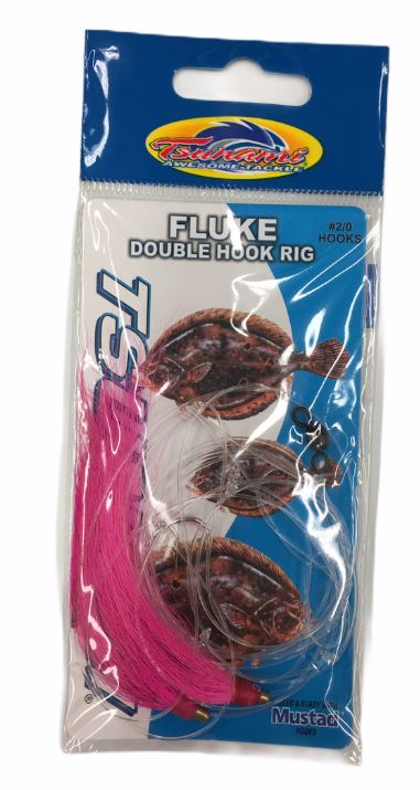 Fluke Double Hook Rig - (#2/0 Hooks) - Pink - Ramsey Outdoor