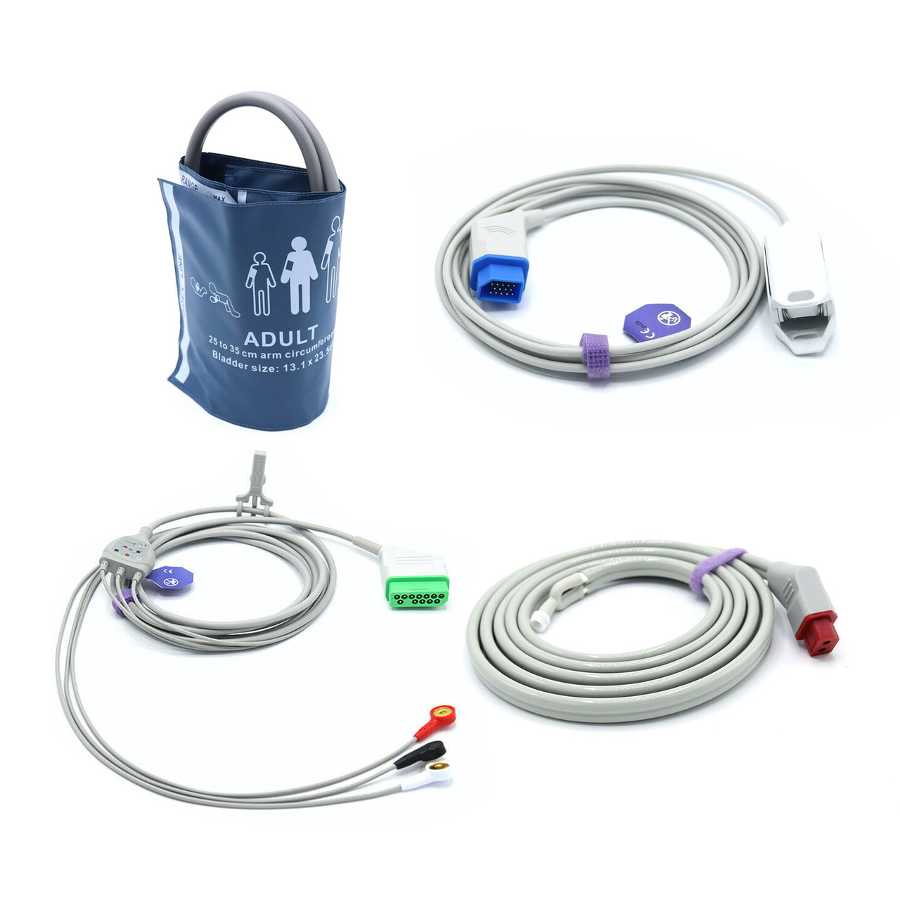 日本光電 SpO2 中継コード ２本セット Nihon Kohden Compatible Accessories Kit Bundle - Cuff, Hose