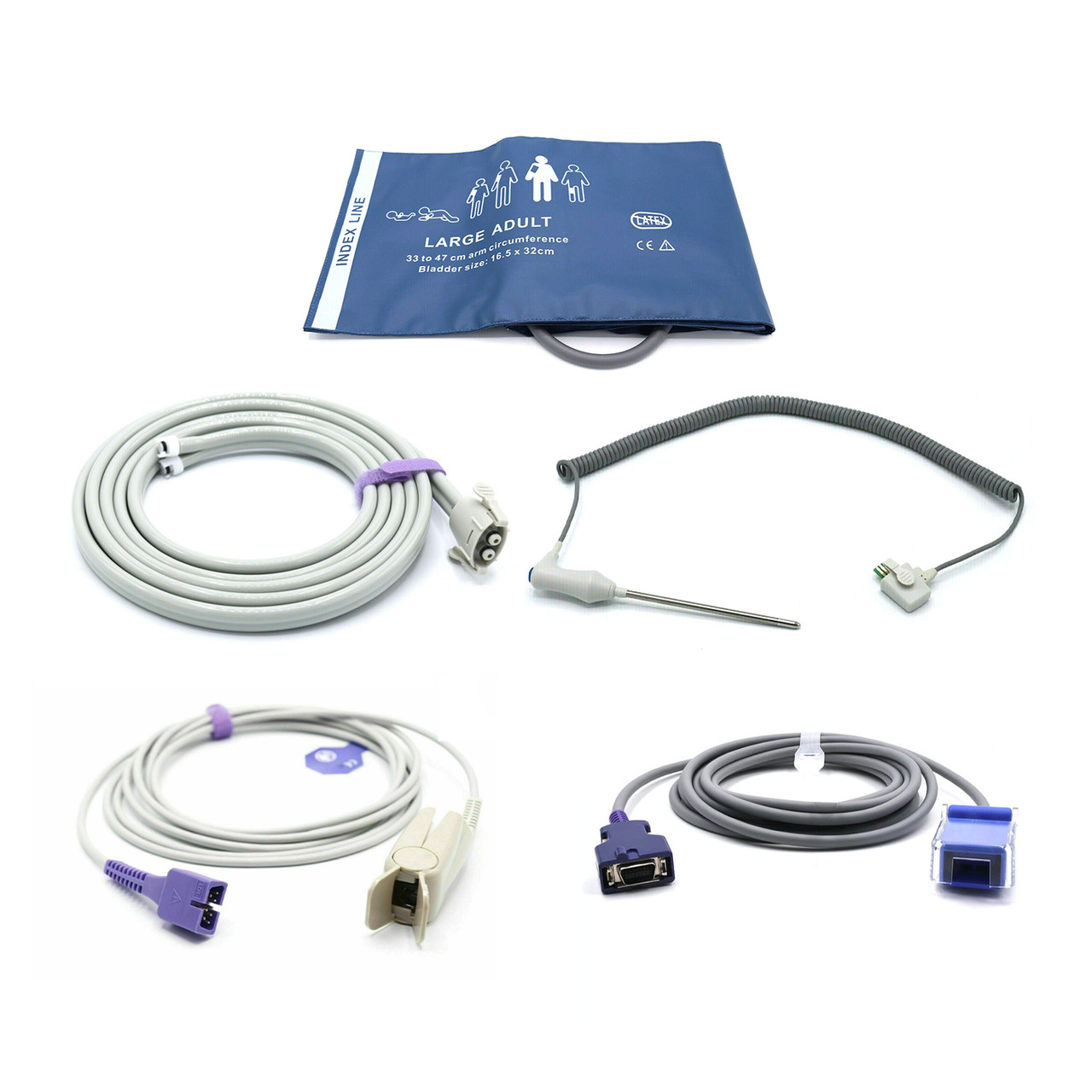 Welch Allyn Accessories Kit Bundle - Cuff, Double Hose, SpO2 Nellcor ...