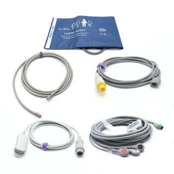 Mindray Accessories Kit Bundle - Cuff, Hose, SpO2, ECG, Temperature Adapter