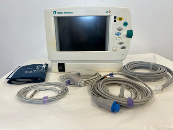 Datex Ohmeda S/5 Vital Signs Monitor with Accessories NIBP, SpO2, Cuff, ECG, Temperature, Power Cable