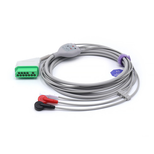 Mindray Ecg Compatible 12 Pin 3 Leads Snap Medical Cable Source