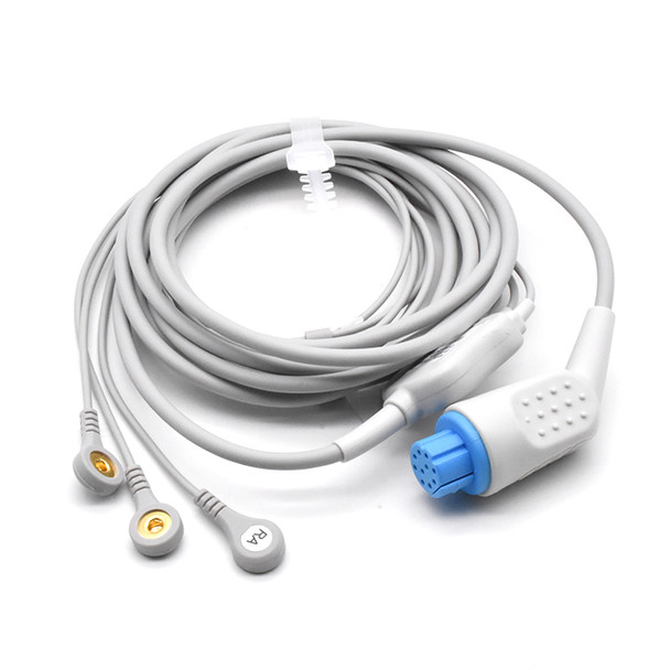 Datex Ohmeda ECG Compatible 10 Pin 3 Leads - Snap