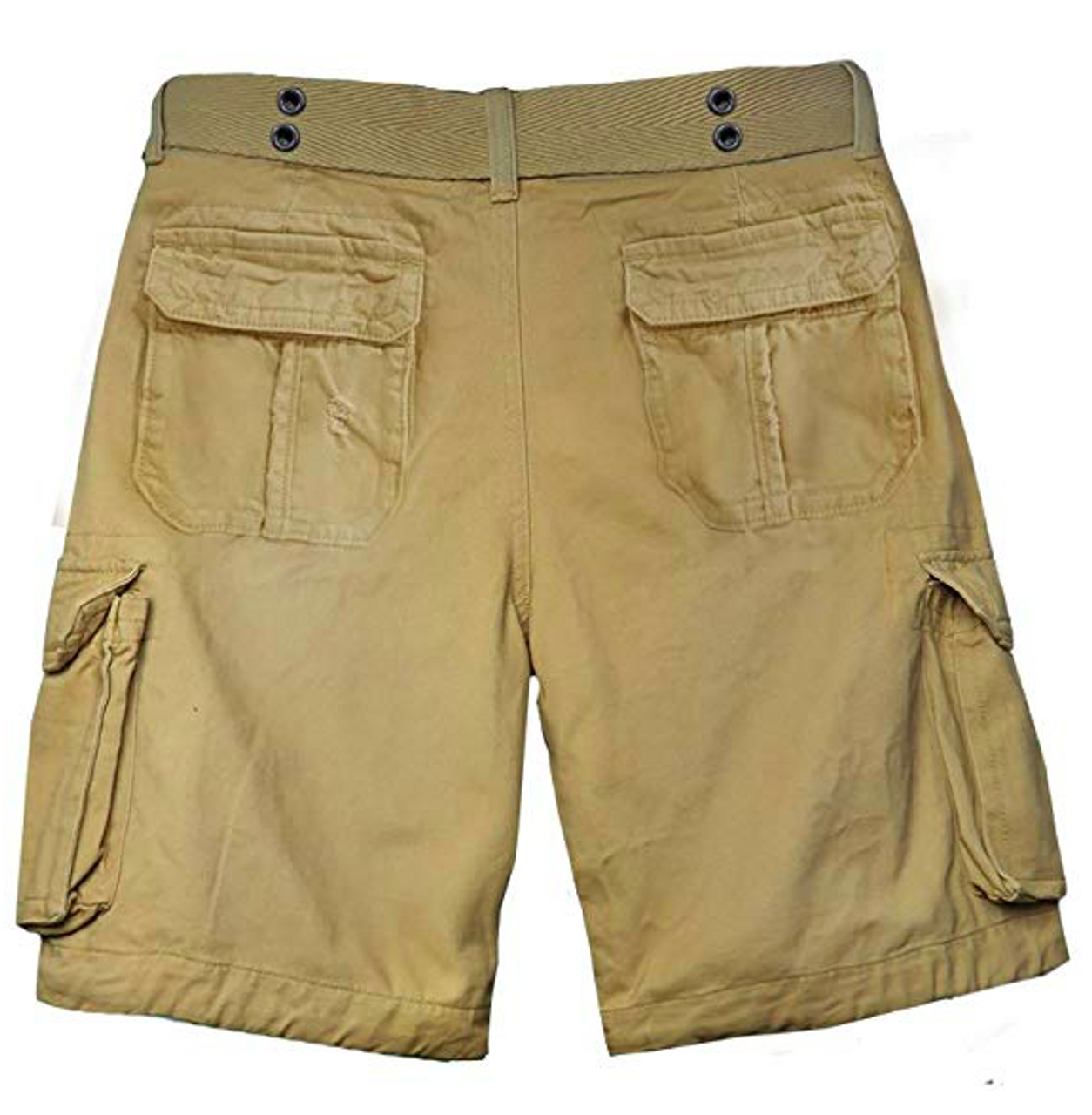Mens CALI HOLI Belted Cargo Military Slim Fit Vintage Wash Shorts Camel ...