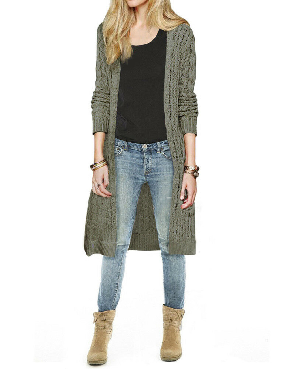 long knee length cardigan sweater