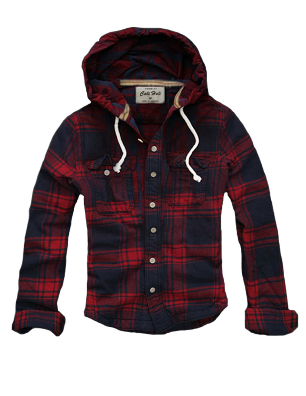 hooded checked flannel shirt