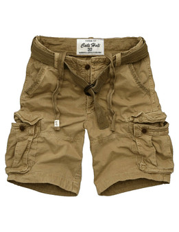 Mens CALI HOLI Belted Cargo Military Slim Fit Vintage Wash Shorts Camel Size 30