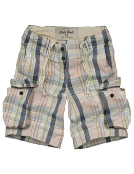 Mens CALI HOLI Cargo Military Slim Fit Check Plaid Shorts Pink Size 30 C2994-1