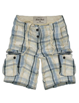 Mens CALI HOLI Cargo Military Slim Fit Check Plaid Shorts Blue Size 30 C2993-1