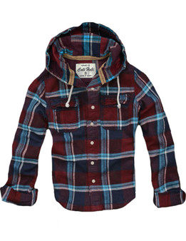 Mens CALI HOLI Muscle Fit Flannel Check Hoodie Shirt Jacket Burgundy 9830933