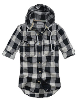 Mens CALI HOLI Muscle Fit Flannel Check Shirt Hoodie Jacket Navy White 9831033