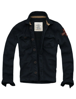 Mens Cali Holi Muscle Fit Fleece-lined Button-down Shirt Jacket Navy 151047