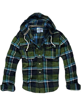 Mens CALI HOLI Muscle Fit Flannel Check Shirt Jacket Green 9831133