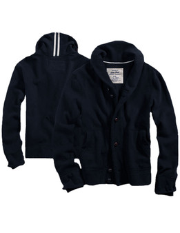 $68 Mens CALI HOLI Shawl Collar Cardigan Style Button Fleece Jacket Navy 988311