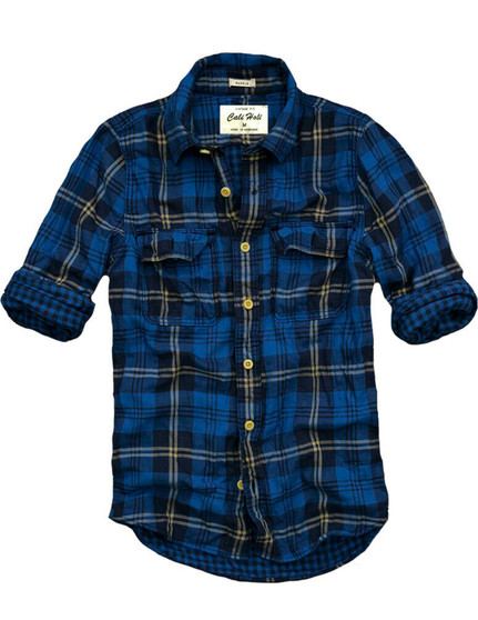 $78 Mens CALI HOLI Soft Cotton Check Plaid Long Sleeve Shirt Blue 99004