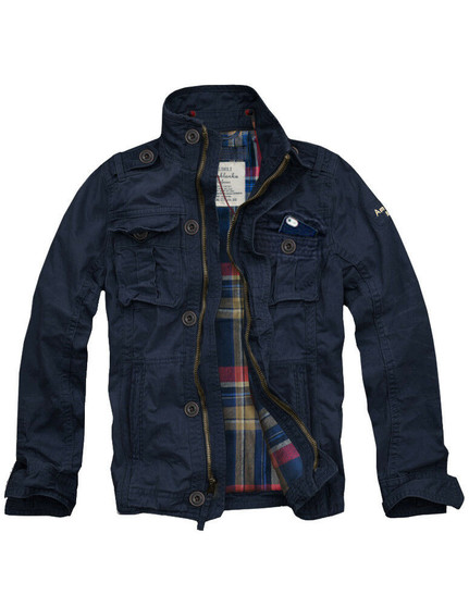 Mens CALI HOLI Flannel Lined Military Cargo Jacket Navy 155020