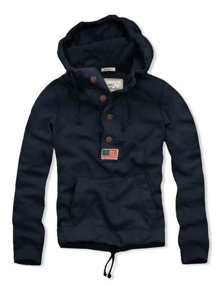 Mens Cali Holi Fleece Henley Hoodie Sweatshirt Navy label size XXL (US L~XL)