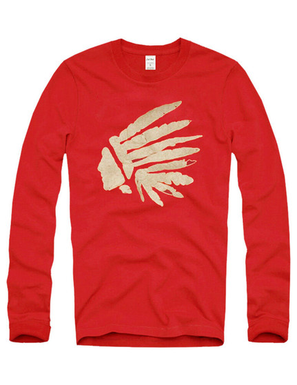 $48 Mens CALI HOLI Muscle Fit Applique Long Sleeve Tee Red 98202