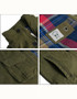 Mens CALI HOLI Flannel Lined Military Cargo Jacket Olive 155022