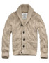 $158 Mens CALI HOLI Shawl Collar Cable Knit Cardigan Sweater Beige