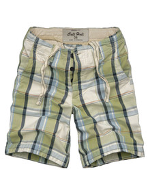 Mens CALI HOLI Slim Fit Check Plaid Shorts Green Size 30 C2992