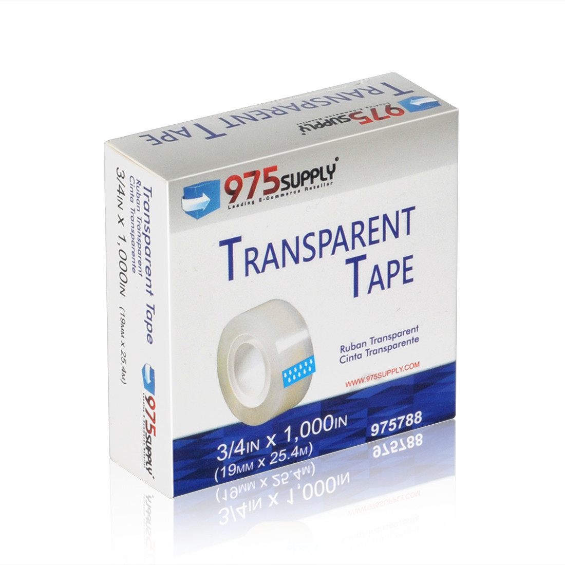 975 Brand Tape - Transparent - 3/4" x 1,000" - Glossy - 12 Rolls Per Pack
