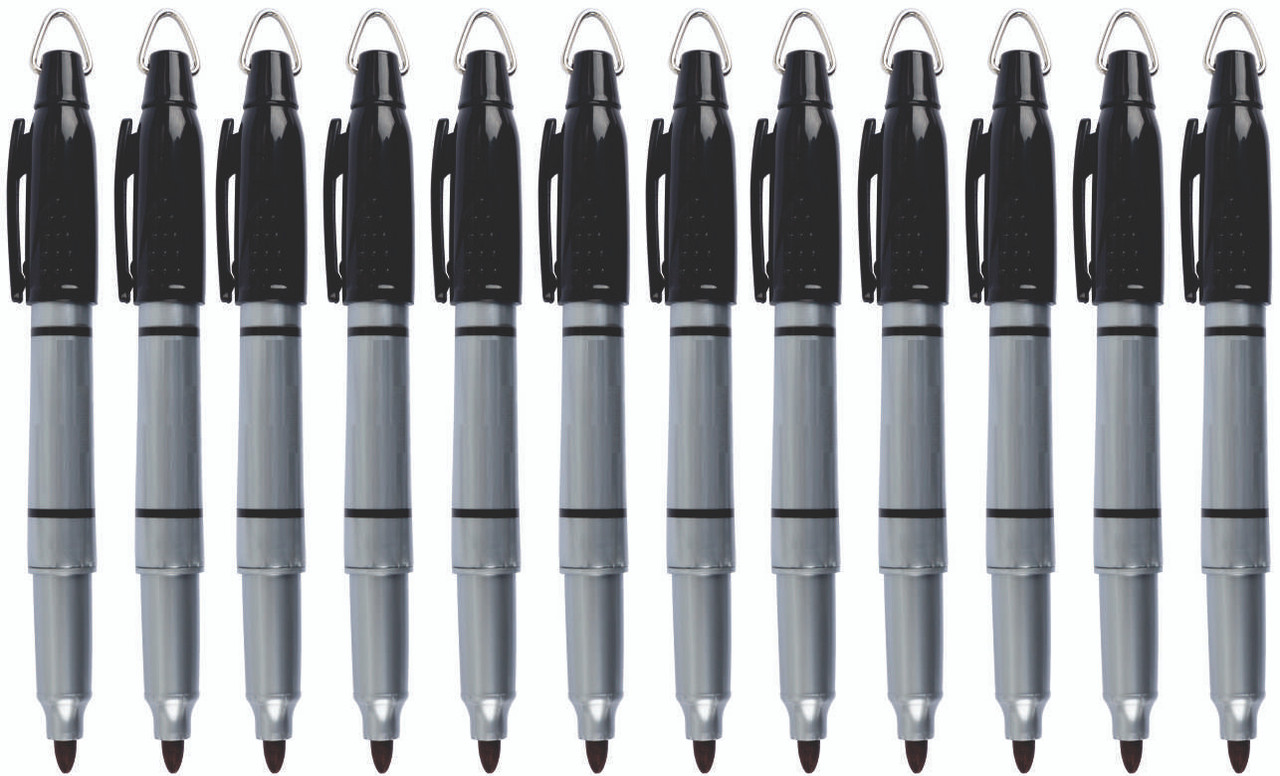 Mini Markers - Tiny-Titan - Permanent Black Marker With Detachable Key Chain Clip - Fine Point - 12 Pens Per Box