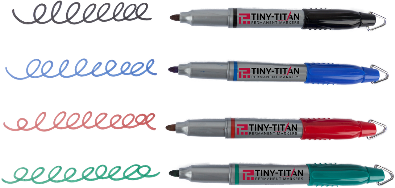 RED - Re-Seller Carton - Mini Markers - Tiny-Titan - Permanent Red Marker With Detachable Key Chain Clip - Fine Point - Full Case Order - 24 Packs Per Case