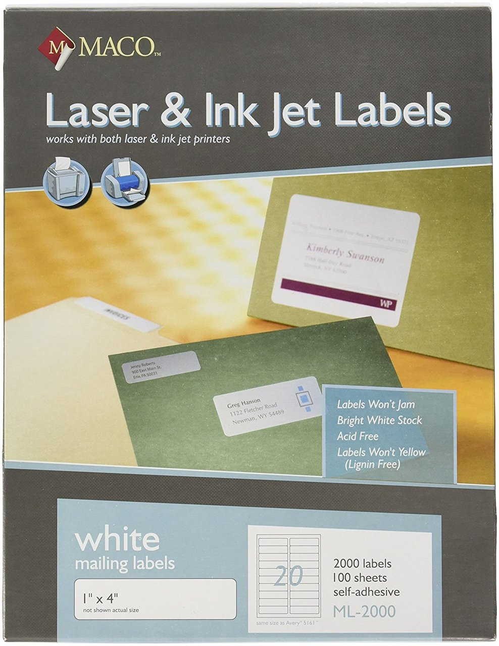 Maco Brand Labels Up Labels 1 X 2 Labels Per Sheet 975 Supply