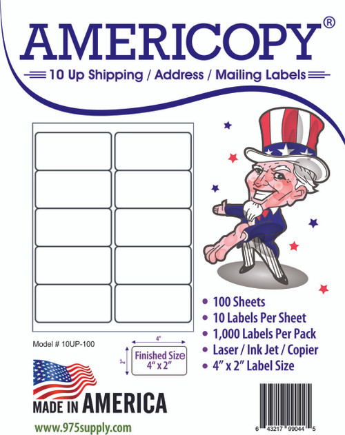 Americopy Labels 6 Up Labels 4 X 3 5 16 6 Labels Per Sheet 975 Supply