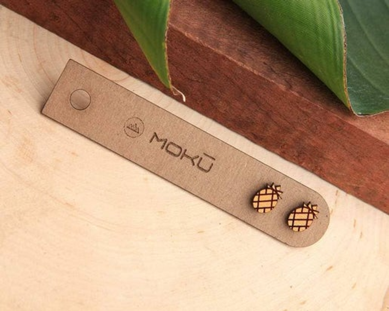 MOKU - Pineapple Wood Stud Earrings