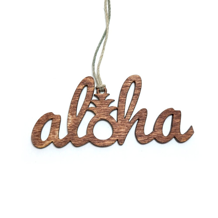 Aloha Pineapple Wood Ornament