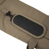 Hazelnut gun case shoulder strap with black pad and clip. Canvas material. Angled view.