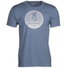 Blue heathered Browning t-shirt with circular logo on front