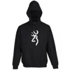 Black Browning hoodie with white Buckmark logo and kangaroo pocket