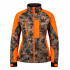 Women's orange and digital upland camouflage soft shell jacket