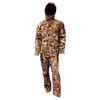 Full-body hunting suit in Wildgrass camo pattern with jacket, hood, and matching pants.