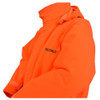 Bright orange blaze parkas with high-cut collar and hood.