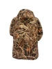 Back view of Wildfowler insulated parka in Wildgrass camo pattern with attached hood