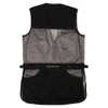 Back view of Browning black and gray mesh junior shooting vest with side tabs and large pocket.