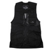 Front view of a black Wild Hare mesh shooting vest with multiple pockets and a zipper.