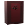 A dark red Browning Platinum Plus Series safe with a silver dial and handle.