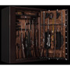 Open Browning gun safe with rifles, handguns, and accessories inside.