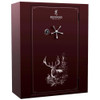 Maroon Browning safe with elk graphic, chrome handle, and Browning logo.